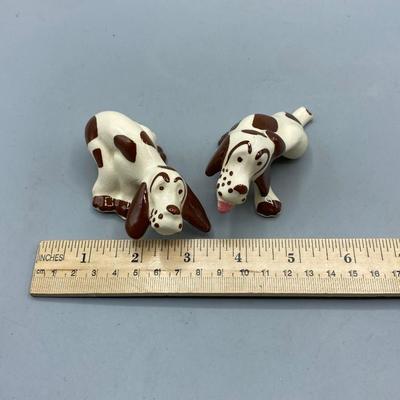 Pair of Vintage Ceramic Spotted Dog Figurines