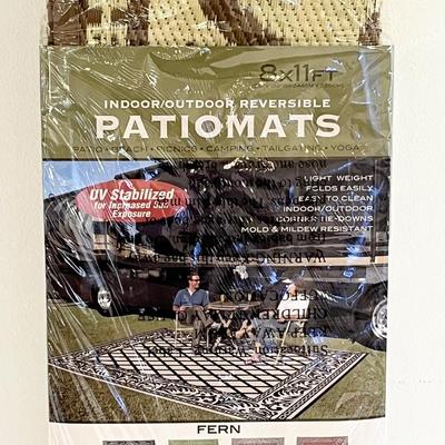 PATIOMATS ~ 8x 11 Indoor/Outdoor Khaki Reversible Patio Mat ~ New