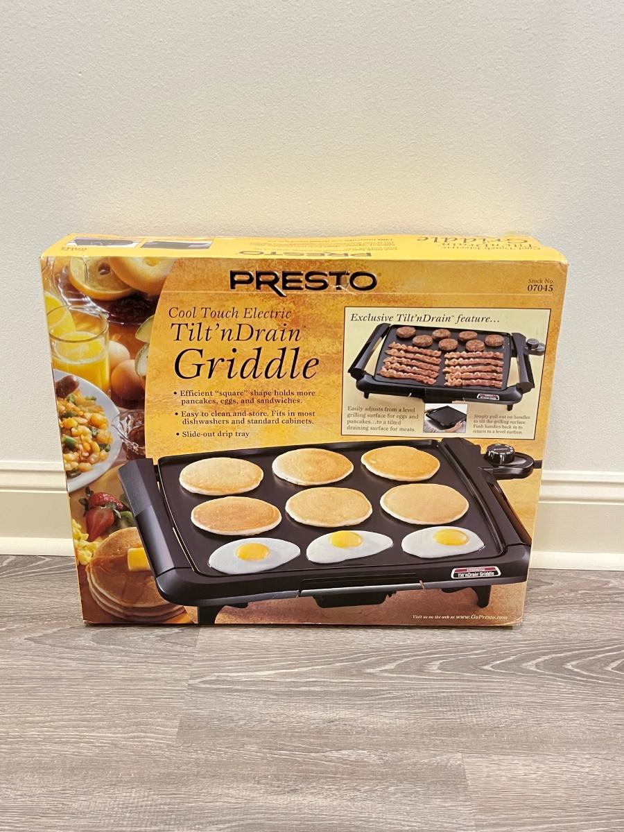 PRESTO Cool Touch Electric Tilt n Drain Griddle NIB