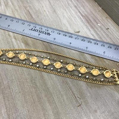 Vintage 5Strand Bracelet Gold Tone