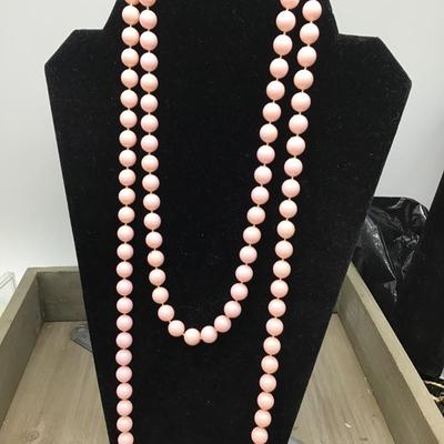 Vintage Baby Pink Faux Beaded Necklace