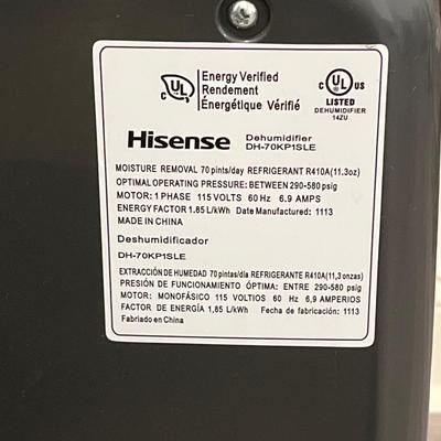 HISENSE ~ 70 Pint Dehumidifier
