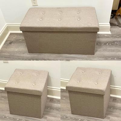 Trio (3) ~ Upholstered Taupe Folding/Storage Boxes