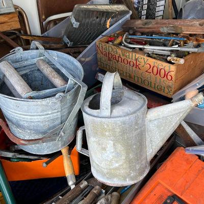 Rustic Galvanized Mop Bucket and Watering Can (G-JM)