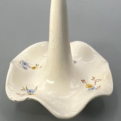 VIntage Ceramic Petite Flower Cottage Core Ruffle Jewelry Ring Stand