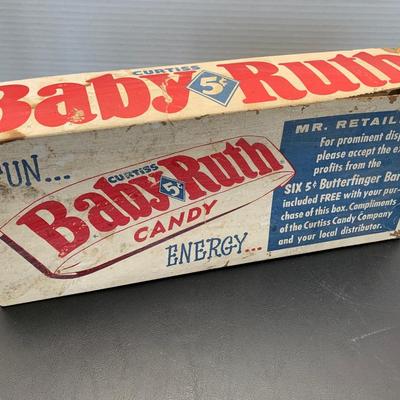Antique Baby Ruth Candy Bar Retailers Box & Unrelated Bazooka Giveaways found inside Lot 763