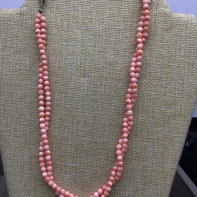 Vintage Angel Skin Coral Bead Necklace.