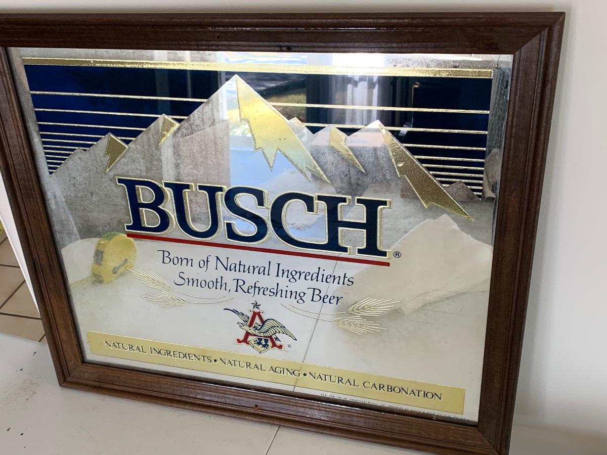 Vintage Busch Beer Bar Mirror Lot 770