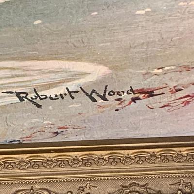 Huge Carved Wood Frame Oil On Board by Robert Wood - Lot 771