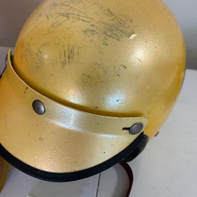 TWO Vintage Metallic Motorcross Helmets Lot 785