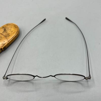 Antique Round Reading Seeing Glasses with Glasgow from the Glyde Case