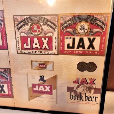 Lot #1  Framed Selection of Vintage JAX Beer labels