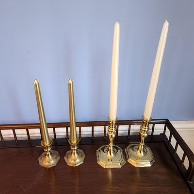 2 Pair Brass Candle Holders 2 Williamsburg  2 India