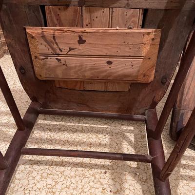 Antique press back turned spindle chairs