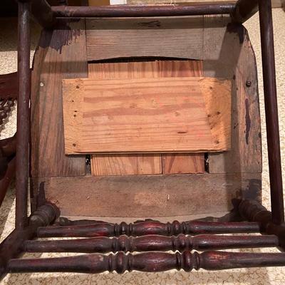 Antique press back turned spindle chairs
