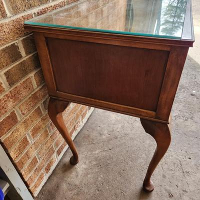 Antique Sideboard Server w Glass top 42x20x30