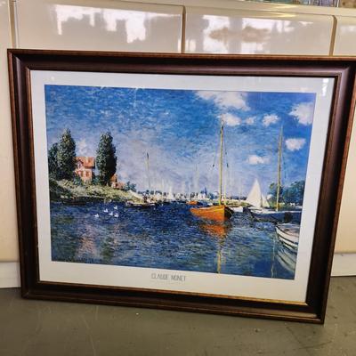 CLAUDE MONET "RED BOATS AT ARGENTEUIL" FRAMED PRINT