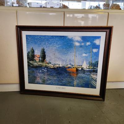CLAUDE MONET "RED BOATS AT ARGENTEUIL" FRAMED PRINT