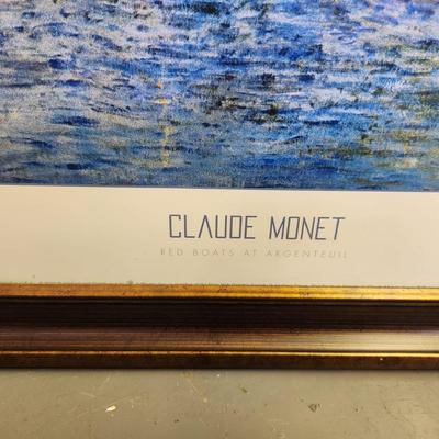 CLAUDE MONET "RED BOATS AT ARGENTEUIL" FRAMED PRINT