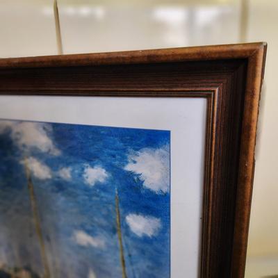 CLAUDE MONET "RED BOATS AT ARGENTEUIL" FRAMED PRINT