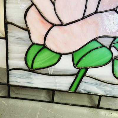 STAINED GLASS ROSE ART - SEE DESCRIPTION