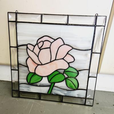 STAINED GLASS ROSE ART - SEE DESCRIPTION