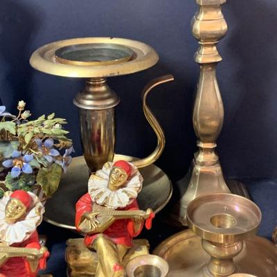 LOT 11: HTF Jane Hutchenson Enamel/Porcelain Flowers, Baldwin Brass Candle Sticks & More