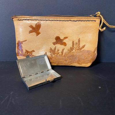 LOT 43C: Carved Bird & Squirrel, Vintage Lighters, Leather Zipper Pouch & More