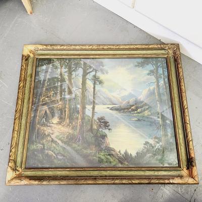ANTIQUE FRAME WITH WILL THOMPSON PRINT