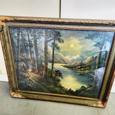 ANTIQUE FRAME WITH WILL THOMPSON PRINT