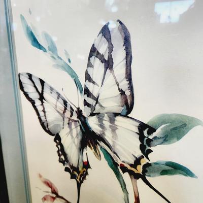 FRAMED BALLESTAR BUTTERFLY WATER COLOR ART