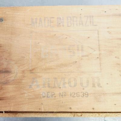 ANTIQUE BRAZILLIAN ARMOUR ROAST BEEF CRATE