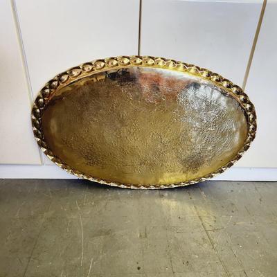VINTAGE LARGE HAMMERED BRASS TRAY