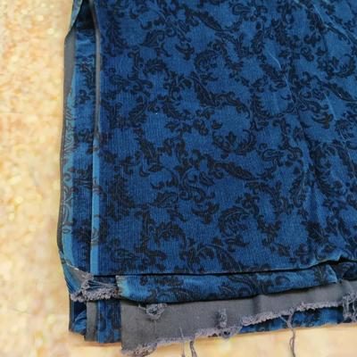 FLORAL PRINT BLUE CORDUROY FABRIC