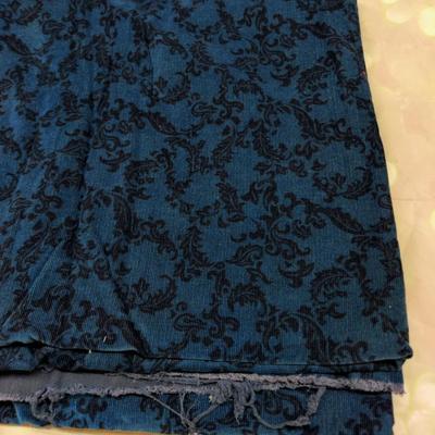 FLORAL PRINT BLUE CORDUROY FABRIC