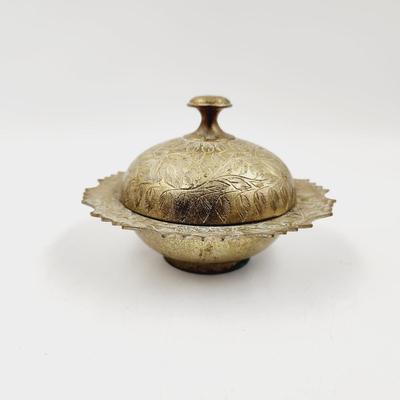 BRASS ETCHED DISH WITH LID