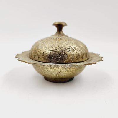 BRASS ETCHED DISH WITH LID