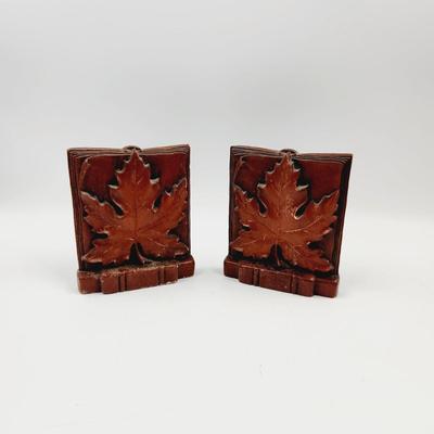 VINTAGE RESIN LEAF BOOK ENDS