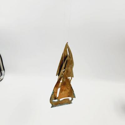 CUTE BRASS SAIL BOAT WIND CHIME