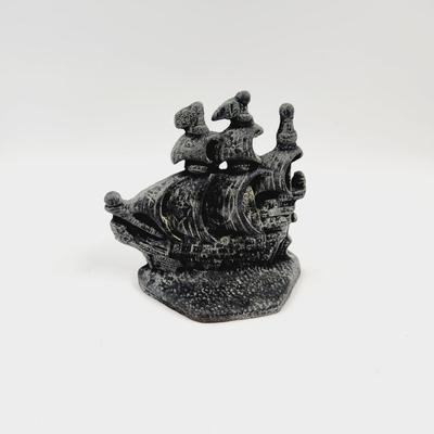 VINTAGE IRON SHIP BOOK END - DOOR STOPPER