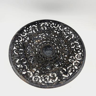 VINTAGE CAST IRON PEDESTAL COMPOTE