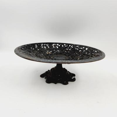VINTAGE CAST IRON PEDESTAL COMPOTE