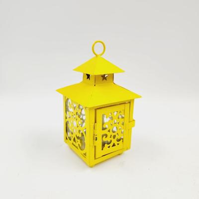 METAL YELLOW DECORATIVE HANGING CANDLE HOLDER
