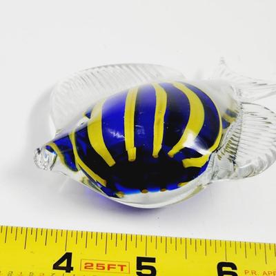 ART GLASS BLUE & YELLOW ANGEL FISH? UNSIGNED