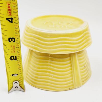 VINTAGE MCCOY YELLOW WEAVE PLANTER