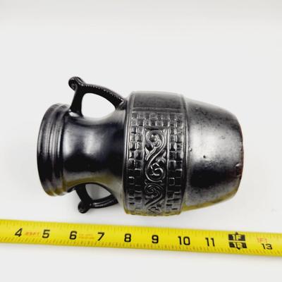NORLEANS POTTERY JAPAN BLACK 2 HANDLED URN / VASE