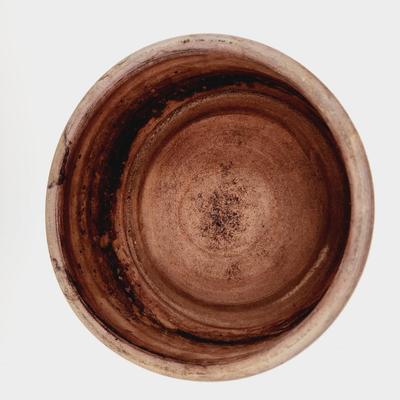 TEAL & BROWN STAMPED POTTERY BOWL