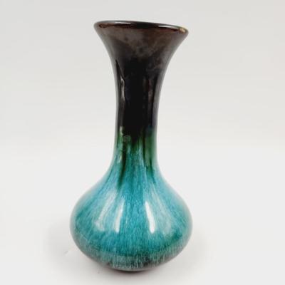 VINTAGE BLUE MOUNTAIN POTTERY CANADA TEAL & BROWN VASE