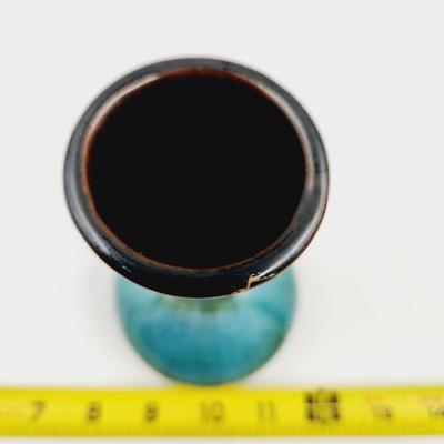 VINTAGE BLUE MOUNTAIN POTTERY CANADA TEAL & BROWN VASE