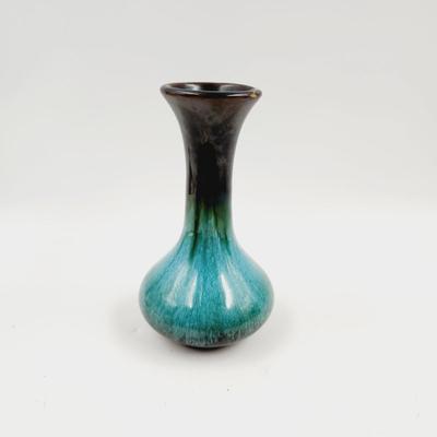 VINTAGE BLUE MOUNTAIN POTTERY CANADA TEAL & BROWN VASE